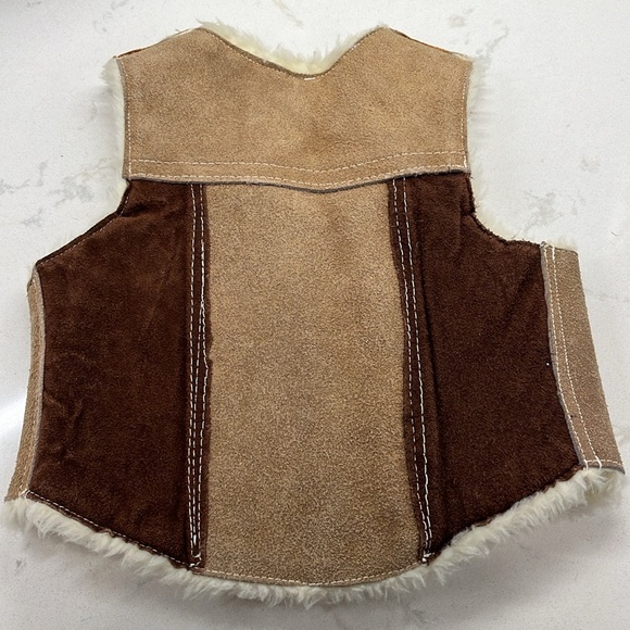Vintage Toddler Leather Sherpa Vest Made in Mexico - Picture 7 of 7